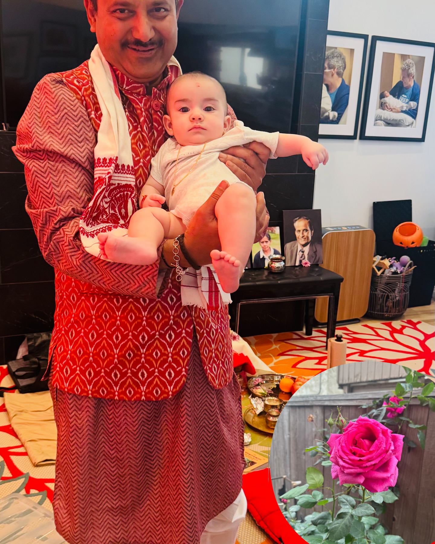 Pandit Manuj Dutt with a beloved child of the community