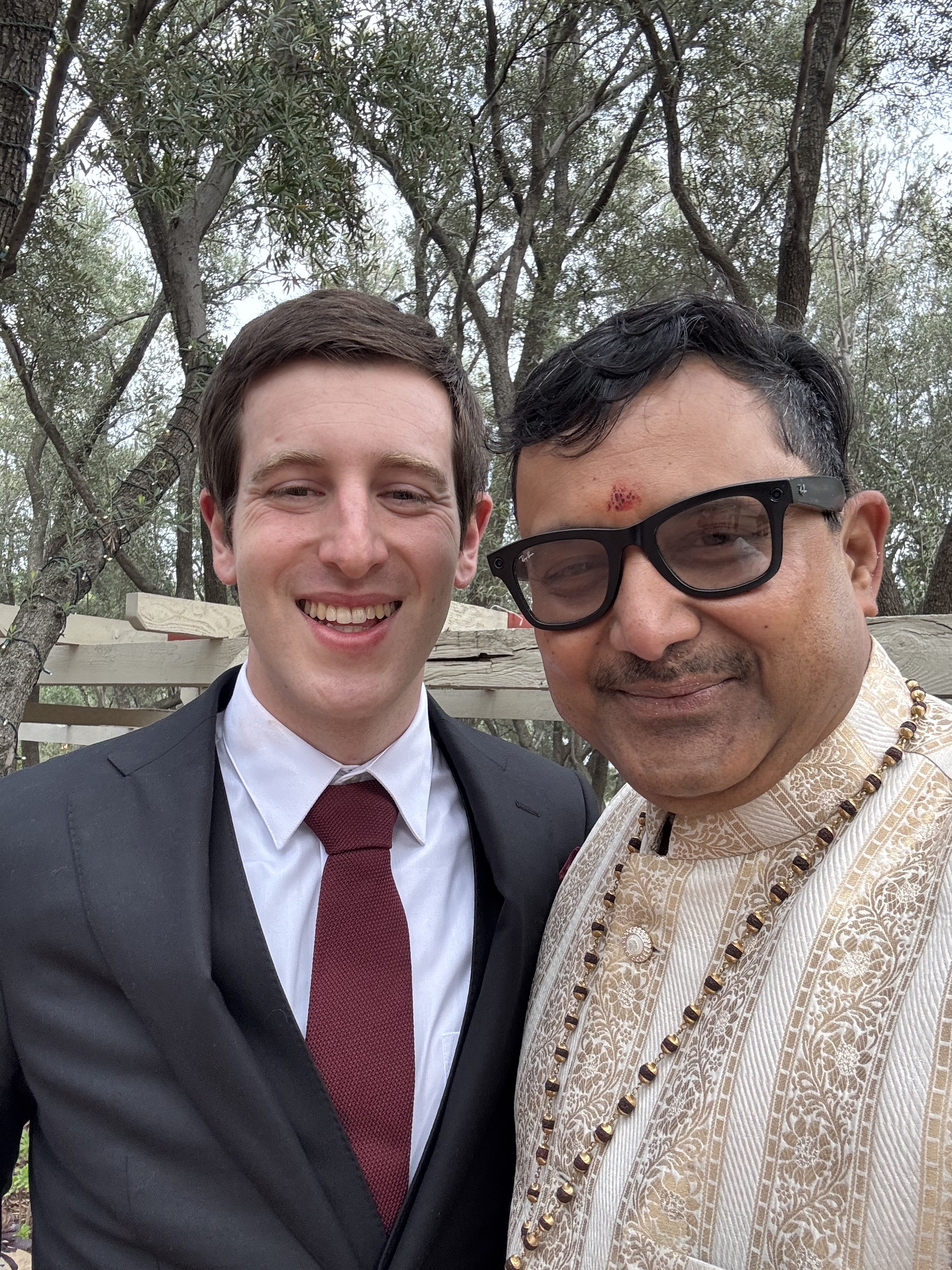 Hindu-Jewish intercultural fusion wedding ceremony in California with English translation for guests